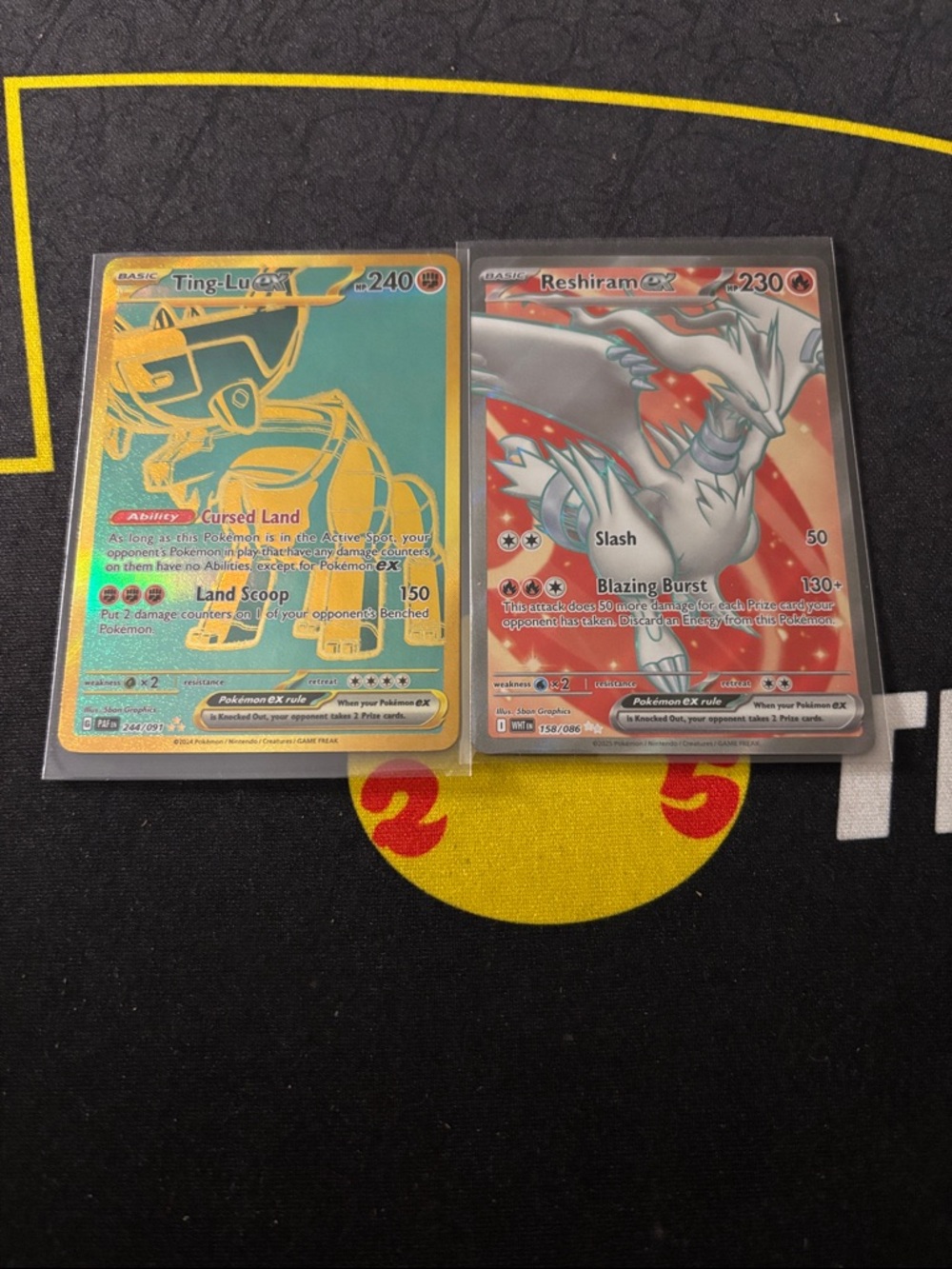 Pokemon Ting-Lu EX & Reshiram EX Gold Teal and Red Duo